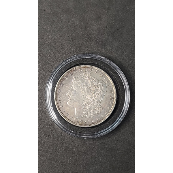 1921 90% Silver Morgan Dollar In Coin Capsule
