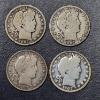 Image 1 : 4 pcs -  Barber  (Liberty Head) 90% Silver Half Dollars 1907 P / D / O / S - See pics