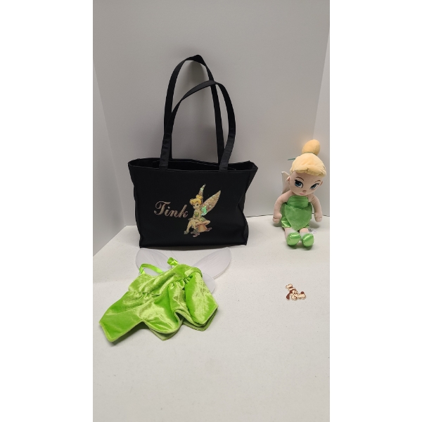 Disney's "Tinkerbell" Plushy, Tote Bag, Build-A-Bear Tink Outfit & Vintage Goofy Magnet