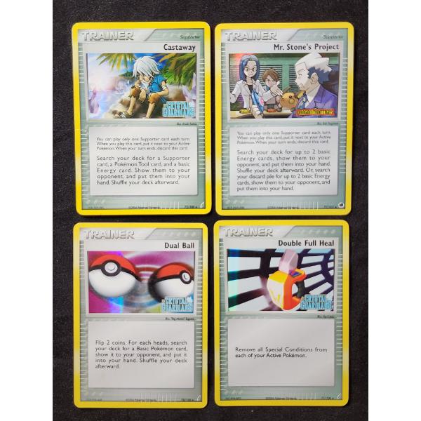 Four Assorted Holo Trainer Vintage Pokemon Trading Cards ~ ALL STAMPED - Mostly Crystal Guardians