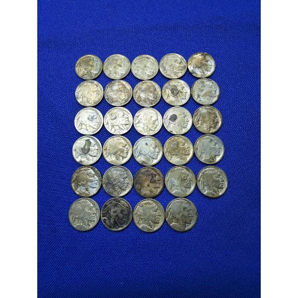 29 Buffalo Nickels / Indian Head Nickels Legible Dates: 1936, 1935, 1929, 1925 - $1.45 Face Value