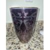 Image 1 : PICKUP IN NORTHFIELD - Art Glass Decorated Vase With Gold Rim 9.5" x 6.5" Excellent Cond - See Pics 