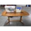 Image 1 :  Beautiful Solid Oak 59''x35''x29'' Dining Table, Like New Coleman Little Oscar Cooler, & Tote 