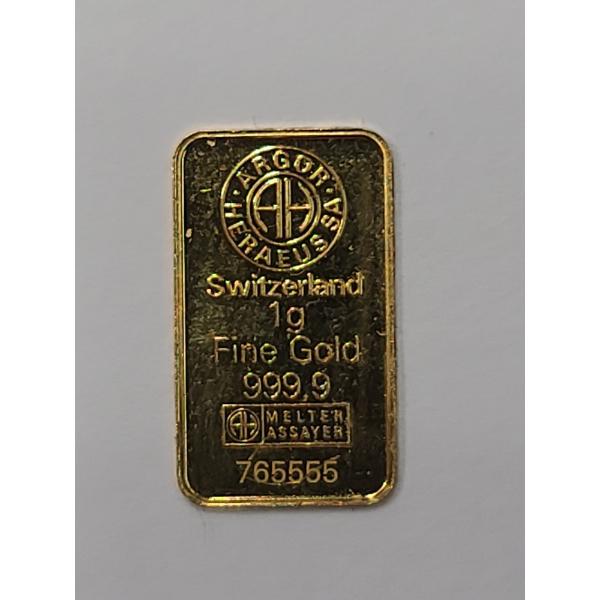 Argor-Heraeus Switzerland 1-Gram .9999 Fine Gold Bar