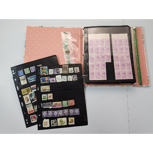 Large Vintage Stamp & Ephemera Binder Lot w/ Photos, Sheets & Postcards - See Photos!!