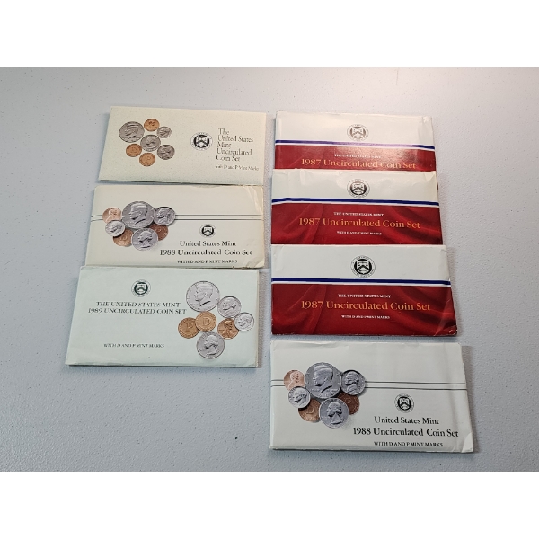 x7 P&D U.S. Mint Uncirculated Coin Sets: 1992, 1988, 1989, 1987, 1987, 1987, 1988