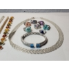 Image 2 : Assorted Sterling Silver Jewelry: Bracelets, Necklace, Rings