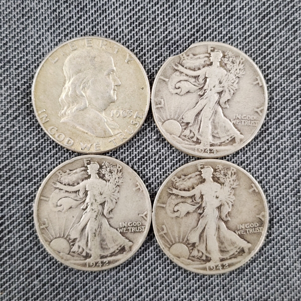 Four Assorted 90% Silver United States Half Dollars ~ $2.00 Face Value