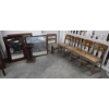 Image 1 : Five Vintage 16''x31'' Wood Student Chairs, 12''x24'' Wood Plant Stand & 3 Large Framed Mirrors 