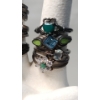 Image 3 : Assorted Sterling Silver Rings With Blue, Green & White Stones - Sizes 8 & 9 - Total Weight: 27g