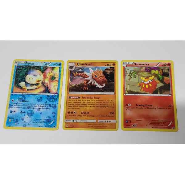 Tyrantrum Stage 2 Holo Rare, Darumaka BW18 Black Star Holo Promo Card & Piplup RC6/RC25 Holo