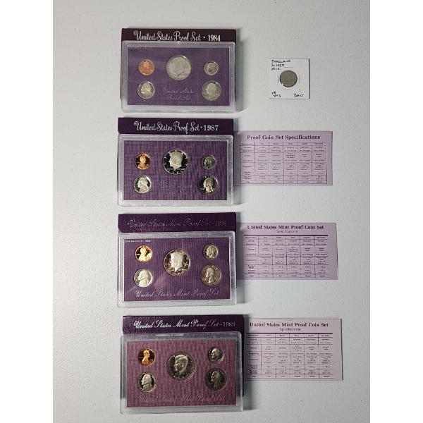 4 U.S. Mint Proof Sets: 1984, 1987, 1988, 1989 & 2012 Thailand 1 Baht Coin 