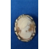 Image 2 : Vintage Shell Carved Cameo Brooch Set In 800 Silver