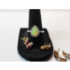 Image 2 : Gold-Tone Sterling Silver Jewelry: Opal Ring, 6 Pairs of Stud Earrings - Total Weight: 8.5g