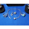 Image 5 : Assorted Sterling Silver Jewelry: Emerald/Gold-Tone Set, Rings, Bracelet, Charms TW: 51.4g
