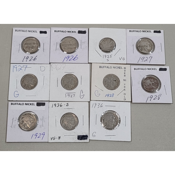 Assorted Years U.S Buffalo Nickels - Face Value: $0.55