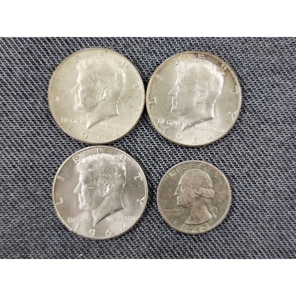 Assorted 90% Silver Half Dollars & Quarter - $1.75 Face Value 