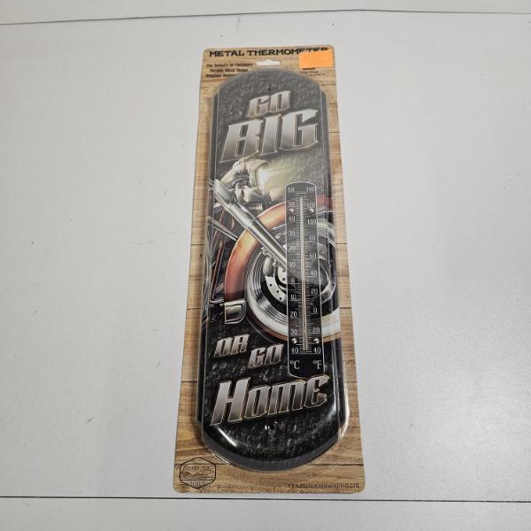 Country Side Products "Go Big Or Go Home" Motorcycle Theme Decorative Metal Thermometer - 17"