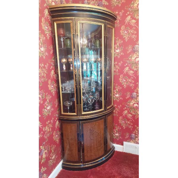 Fine Quarter Round Tall Curio Cabinet 78" by 20"  For Shelves Upper / Two Lower - Perfect Condition