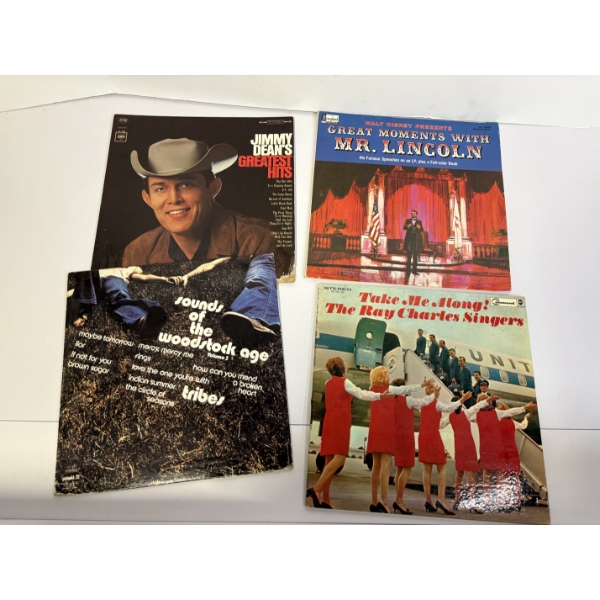 4 Records - Jimmy Dean's Greatest Hits - Walt Disney Presents Great Moments with Mr. Lincoln 