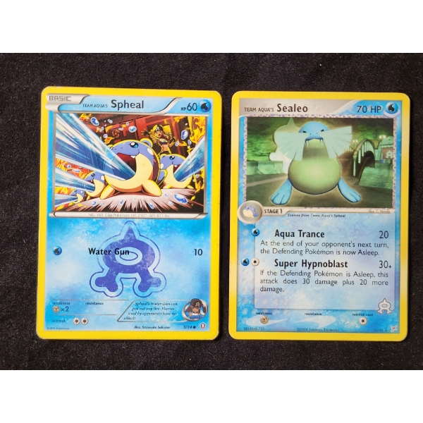 Two Team Aqua's Pokemon Trading Cards Ft. Spheal & Sealeo