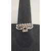 Image 1 : 14K White Gold Bridal Set Ring With Empty 4 Prong Solitaire Head & Diamonds -Size 6.5 - Weight: 4.6g