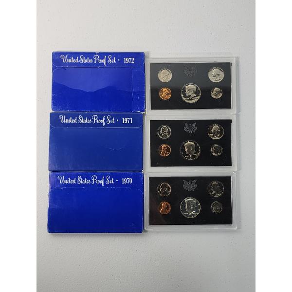 1970, 1971, 1972 United States Mint Proof Sets