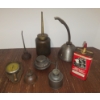 Image 1 : 8 Pc Lot Of Oil Cans - Plus  Vintage Tire Pressure Gauge