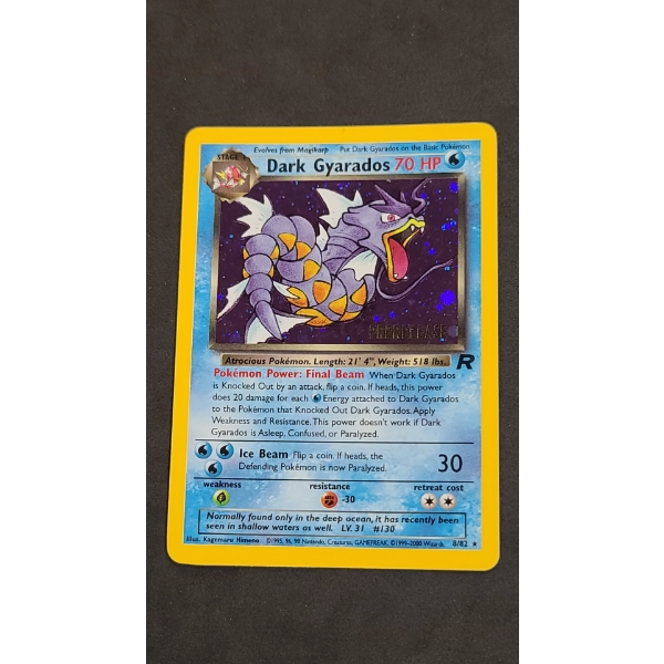 2000 Team Rocket Pre-Release Dark Gyarados 8/82 Rare Holo Pokémon Card 