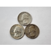 Image 1 : Three U.S. 90% Silver Washington Quarters: 1964-D, 1960-D, 1945-S