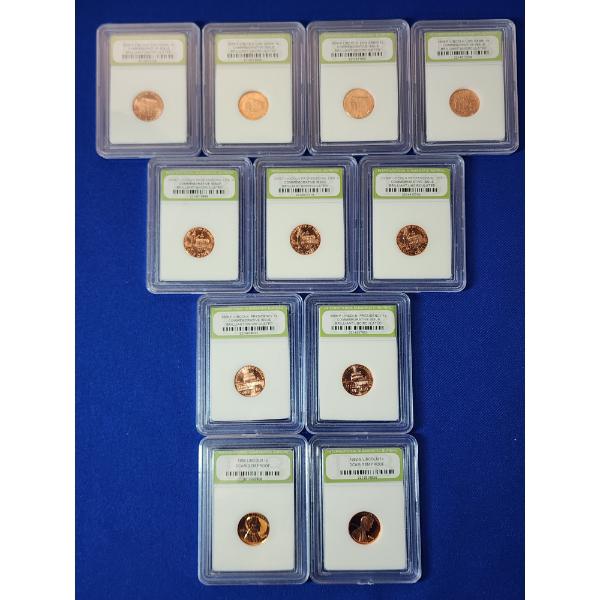 x11 INB Lincoln Cents Including BU Commemoratives & DCAM Gem Proofs, Assorted Years
