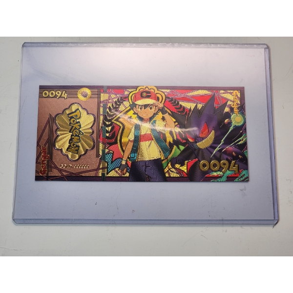 RARE 1996 Pokémon 999999 Gold Foil Note - Gengar - Mint Condition in Protective Holder              