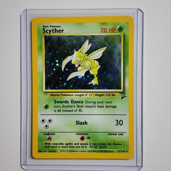 Scyther 17/130 Holo Rare Vintage Base Set 2 Pokemon Trading Card ~ Near Mint or Mint Condition!