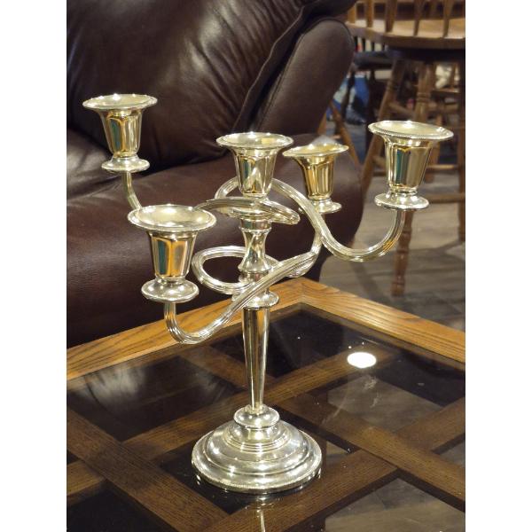 Stunning Silver Plated 5 Candle Holder with Bobeche's Candelabra - Customizable  Pristene