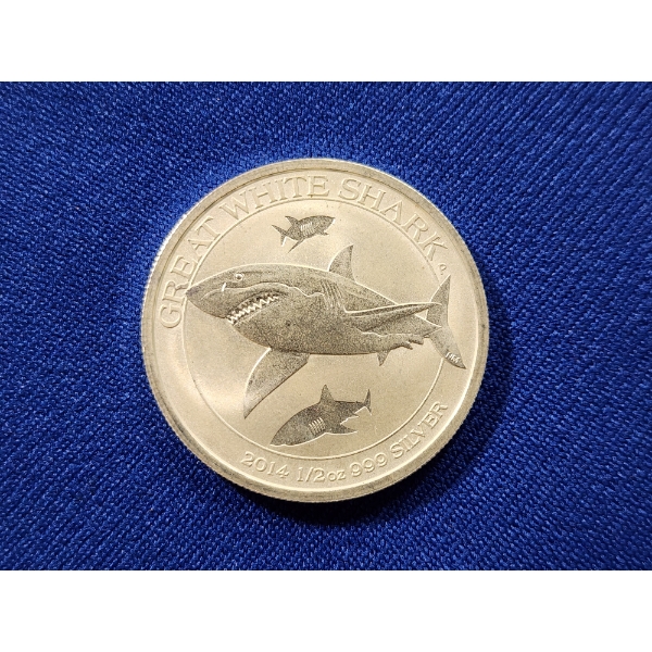 2014 Australia 50 Cents Great White Shark 1/2 oz .999 Fine Silver Round