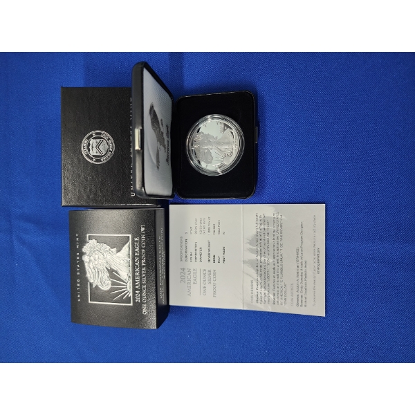 2024-W Silver American Eagle $1 Proof - 1 Troy Ounce 99.9% Silver w/ Original Box & COA