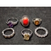 Image 1 : Lovely Sterling Silver Rings Including A Stunning Amber Stone Ring Weighing Total of 22.4 Grams