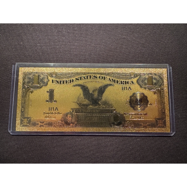 Grant & Lincoln Eagle $1.00 Gold Foil .999 - 24K Note In Protective Holder - Mint Condition