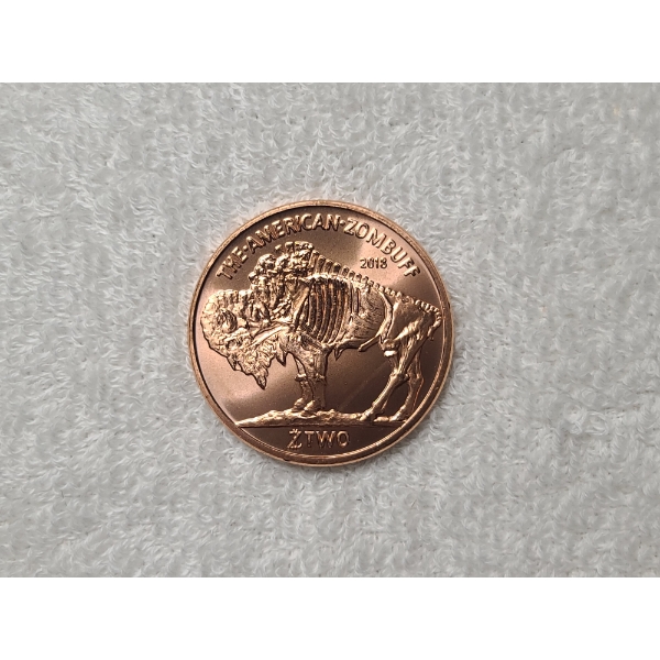 Zombucks 2018 American Zombuff 1 Oz .999 Fine Copper Round - Currency of the Apocalypse