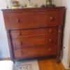 Image 1 : Antique Mens Dark Pine Tall Chest Of Drawers 42 x 46 x 19 - Fine Condition