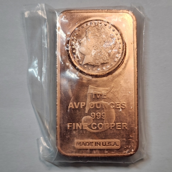 5 AVP Ounces .999 Fine Copper - Morgan Dollar Design - Made in USA