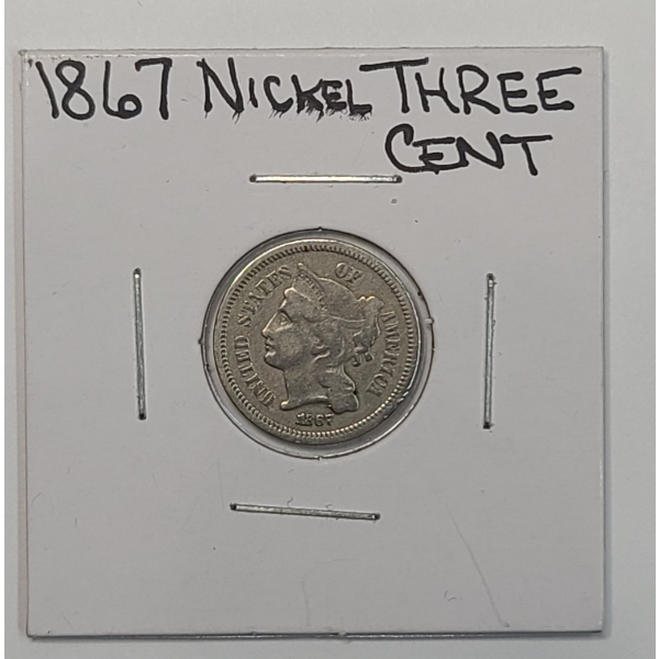 United States 1867 Three Cent Nickel 