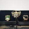 Image 2 : Lot of Assorted Gold-Tone Costume Jewelry: Watch, Rings, Necklace, Loose Stone