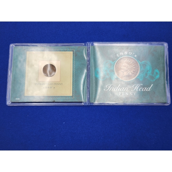 1888 Indian Head Cent In Nice Display Booklet With Certificate of Authenticity