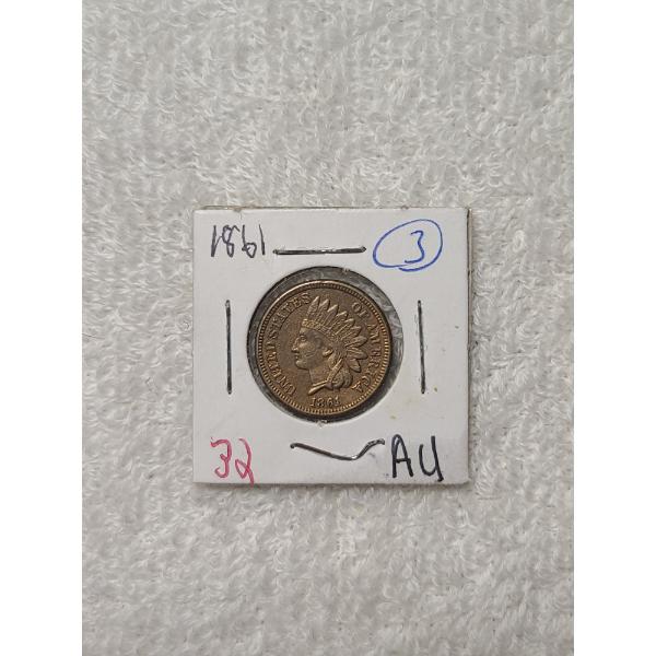 1861 Indian Head Penny in AU Condition! Great Piece For Any Coin Collector!