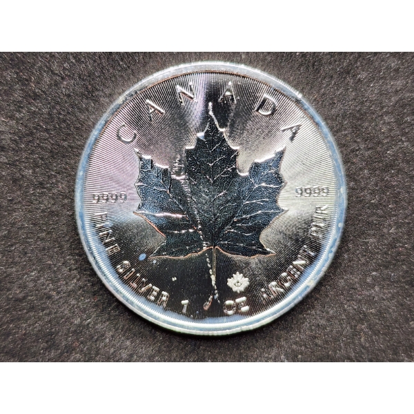 2017 Canadian 9999 Fine Silver 1 Oz Maple Leaf Bullion Round 