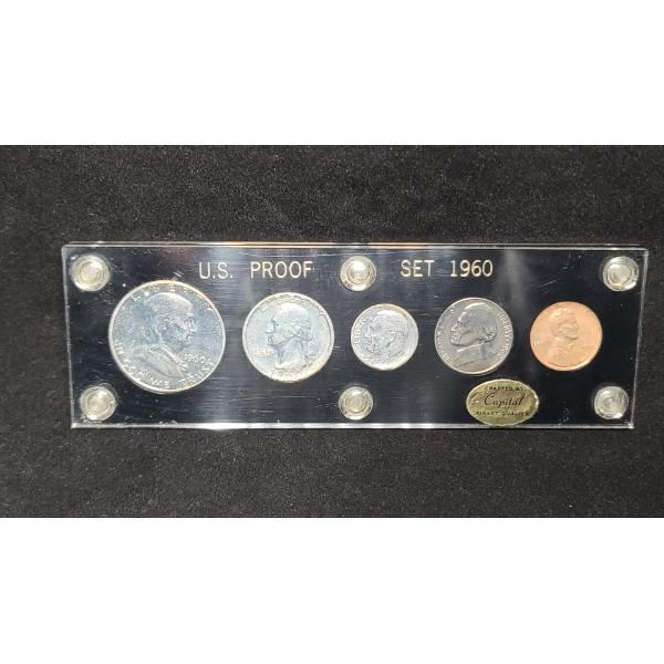 1960 Silver Proof Coin Set In Acrylic Holder - Silver Face Value: $0.85