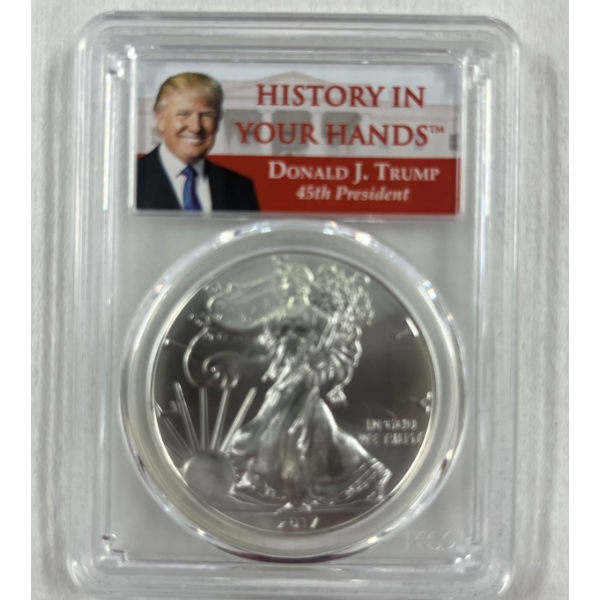 2017 Donald Trump United States American Silver Eagle .999 Fine Silver Troy Ounce Coin 
Graded NGC -