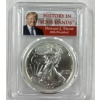 Image 1 : 2017 Donald Trump United States American Silver Eagle .999 Fine Silver Troy Ounce Coin 
Graded NGC -