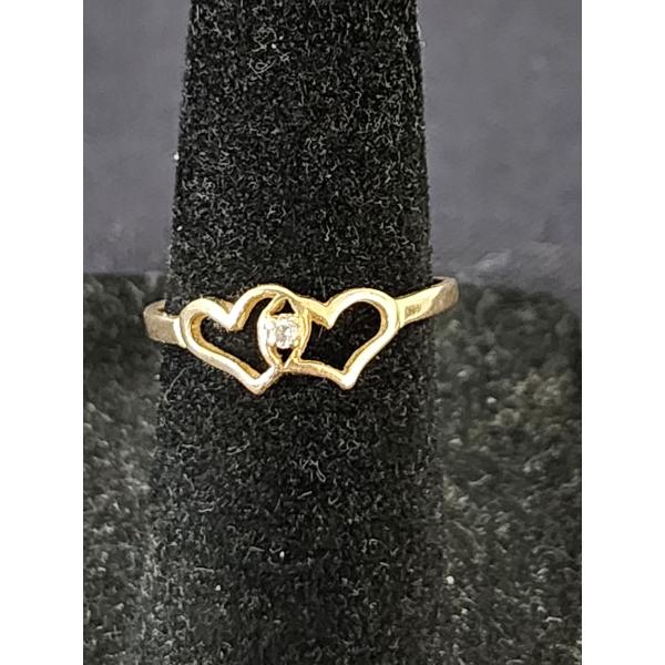 10K Gold Heart Ring With Small Diamond Stone - Size 5 - Weighs 1 Gram